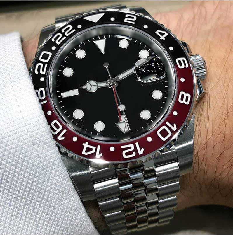 

Men new's upgraded version of the watch GMT rotated ceramic bezel sapphire glass comes with luminous pointer direction 2813 automatic movement watchs, Business card case