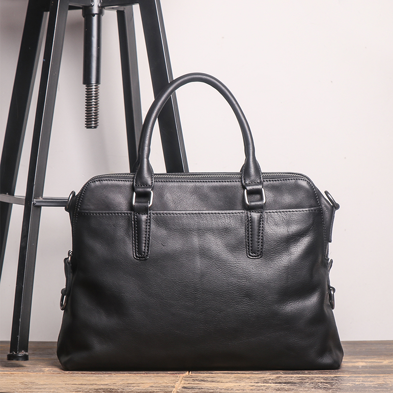 

New high quality briefcase men's leather laptop bag top layer leather casual shoulder diagonal large business briefcase