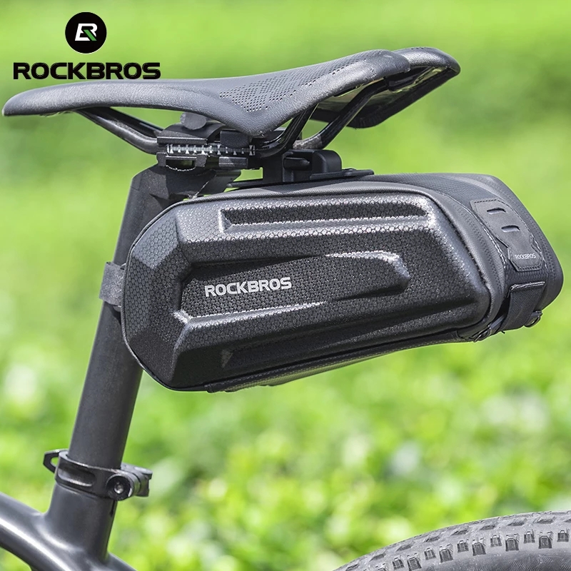 

ROCKBROS Cycling Bags Waterproof Large Capacity Bicycle Saddle Bag Double Zipper Shockproof Seat Post Rear Bike Pouch Accessories, Black