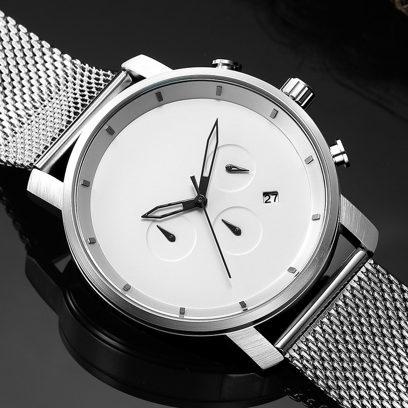 

DPAE Mvmt watch Fashion three belt ey large dial quartz men's, Slivery;brown