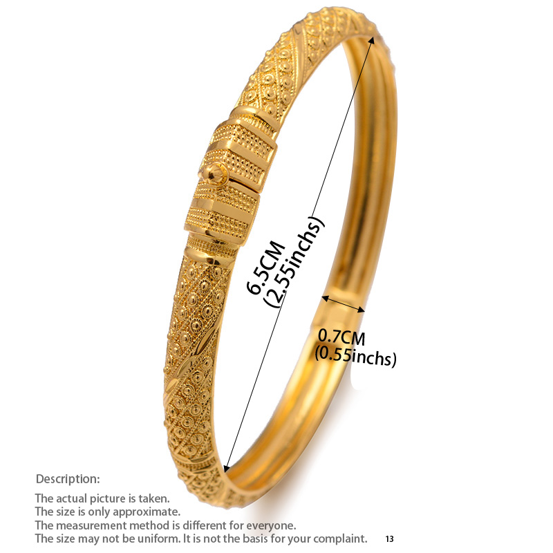 

24K Bangles 4Pcs/Set Bracelet Ethiopian Gold Color Bangles For Women Bijoux Femme African Middle East Dubai Halloween Jewelrys