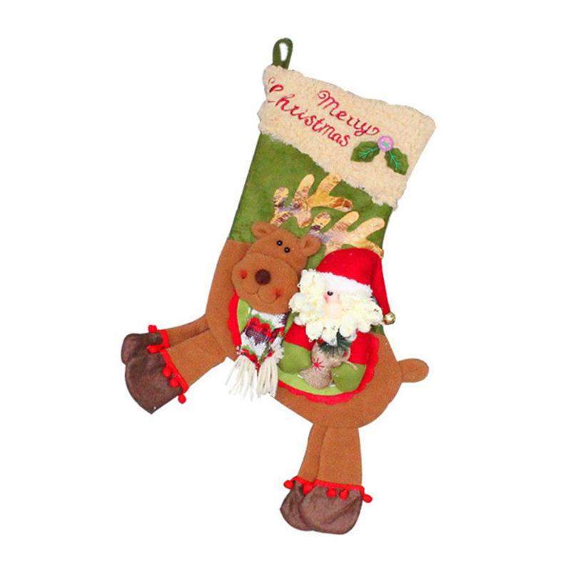 

Christmas Decorations Stockings Santa Elk Holiday Hanging Ornaments Xmas Gift Candy Bag Year Gifts Socks Bags