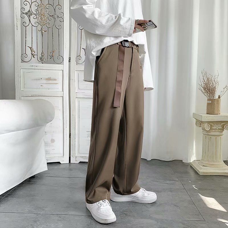 

Men's Pants Khaki/black Color Casual Japanese Streetwear Fashion Trend Trousers Pantalon Homme Straight Size S-3XL IY6Z