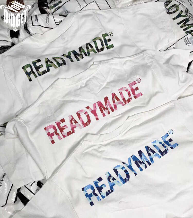 

branded embroidery Correct bee readymade co x three ape color camouflage printed T-shirt short sleeve, White;black