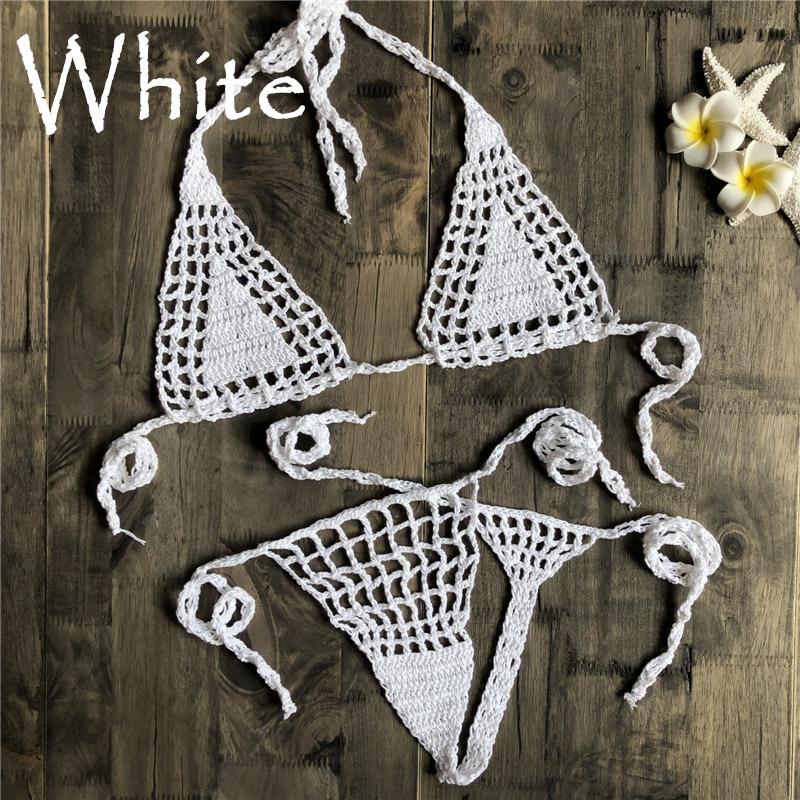 

Women' Swimwear Handmade Crochet Micro Bikini Set Sexy Black Lingerie Mini Sunbathing