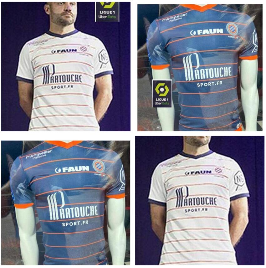 

21 22 Maillot de foot Montpellier HSC soccer jersey 2021 2022 home away blue orange DELORT SAVANIER LECOMTE LABORD CHOTARD football shirt