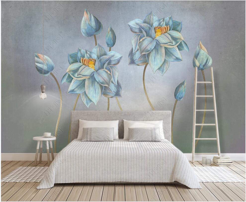 3d wallpaper custom photo mural European retro hand-painted simple and elegant oil painting flowers in the living room home decor 3d wall murals-image-705839486