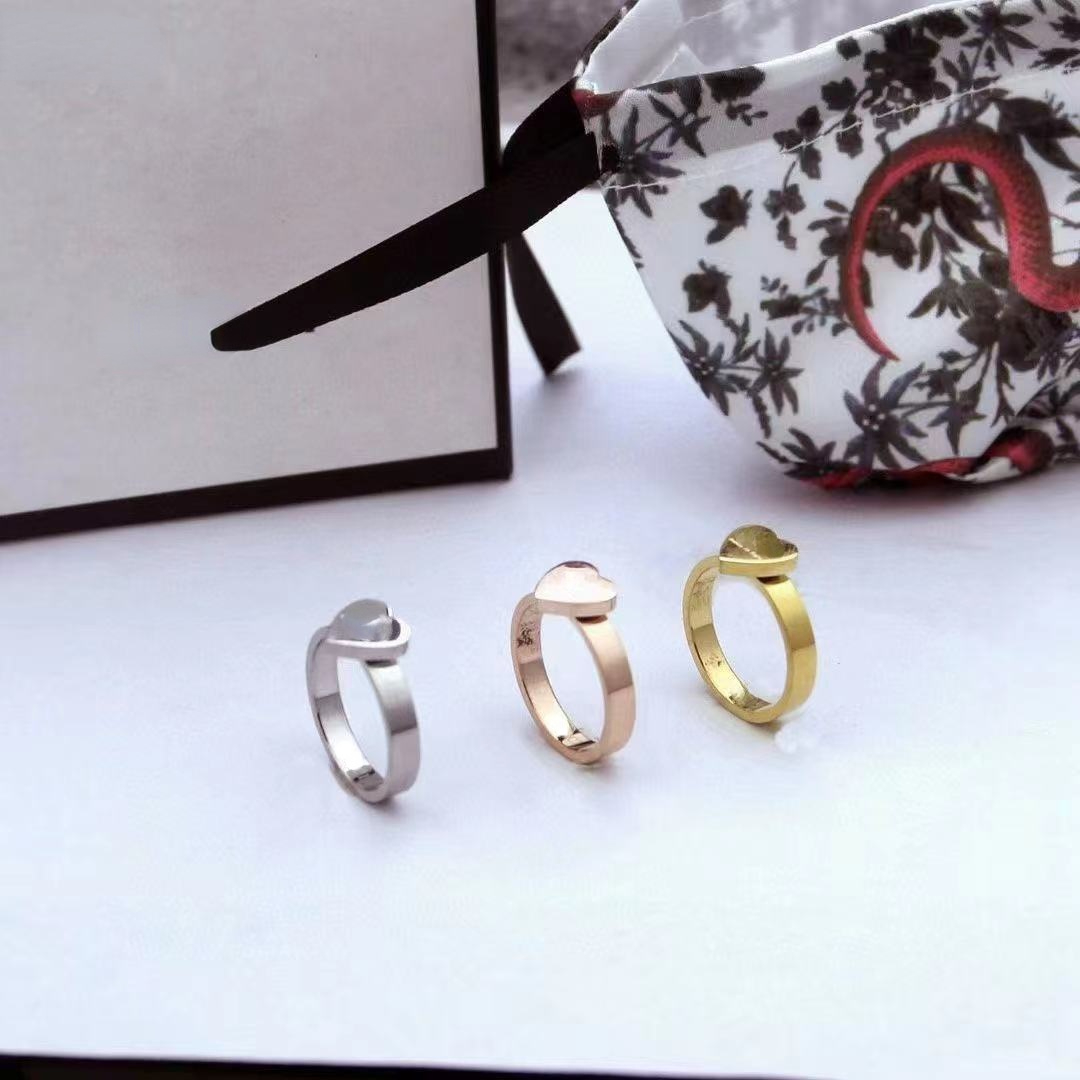 

Gold Ring Heart Rings for Women Original Design Top Quality Letter Heart Ring with Stamp Fashion Jewelry