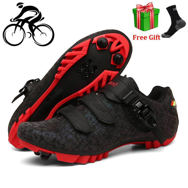 

Cycling Footwear Self-Locking Shoes Men Sapatilha Ciclismo Mtb Mountain Bike SPD Breathable Racing Road Bicycle Sports, Green non-locking