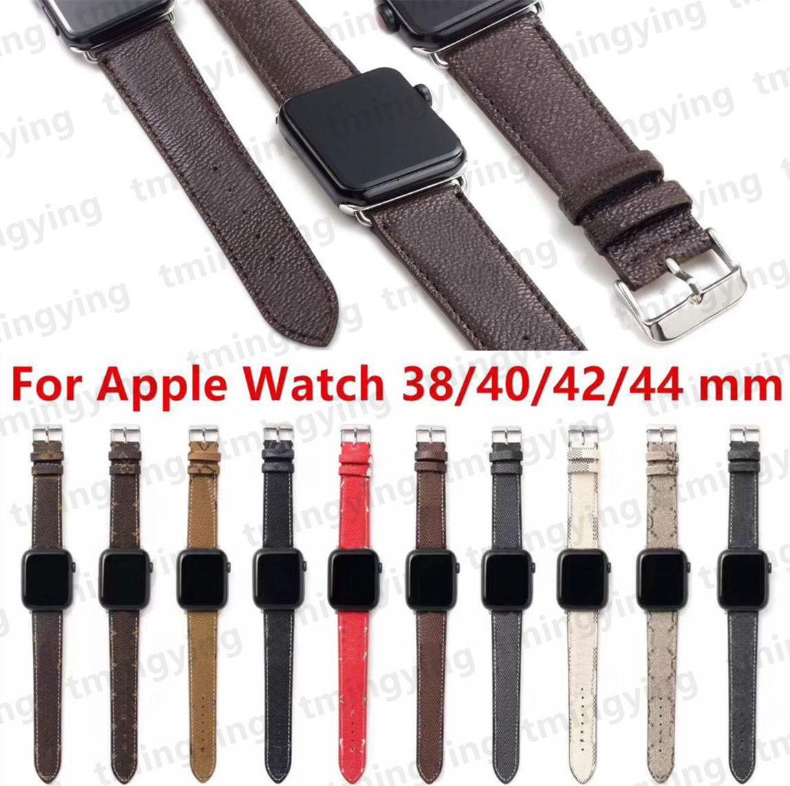 

Top Fashion Designer Watch Straps for watches Series 1 2 3 4 5 6 High Quality Leather Print Pattern Smart Bands Deluxe Wristband Watchbands