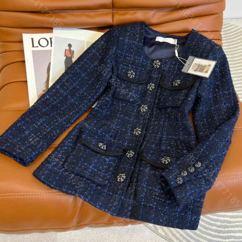 

Fashion women coarse flower coat jacket logo brand round neck slim waist long sleeve coats jackets tops womens designer clothes wholesale c1