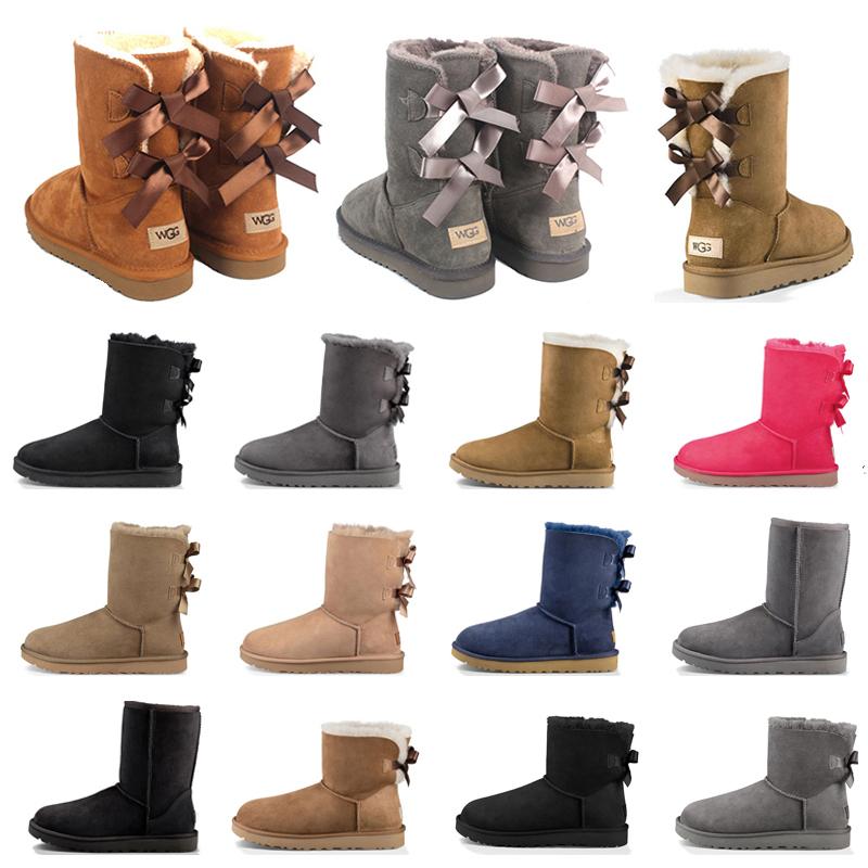 

Top Quality WGG UG uggs Designer Boots Women Boot Australia Womens Classic Fashion Furry Snow Bowtie Ankle Booties Winter Chestnut Women&#03, Black