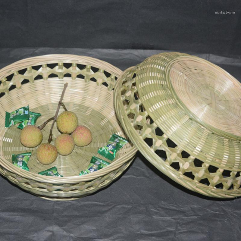 

Storage Baskets 1Pc Bamboo Woven Fruit Basket Jar (Light Green)