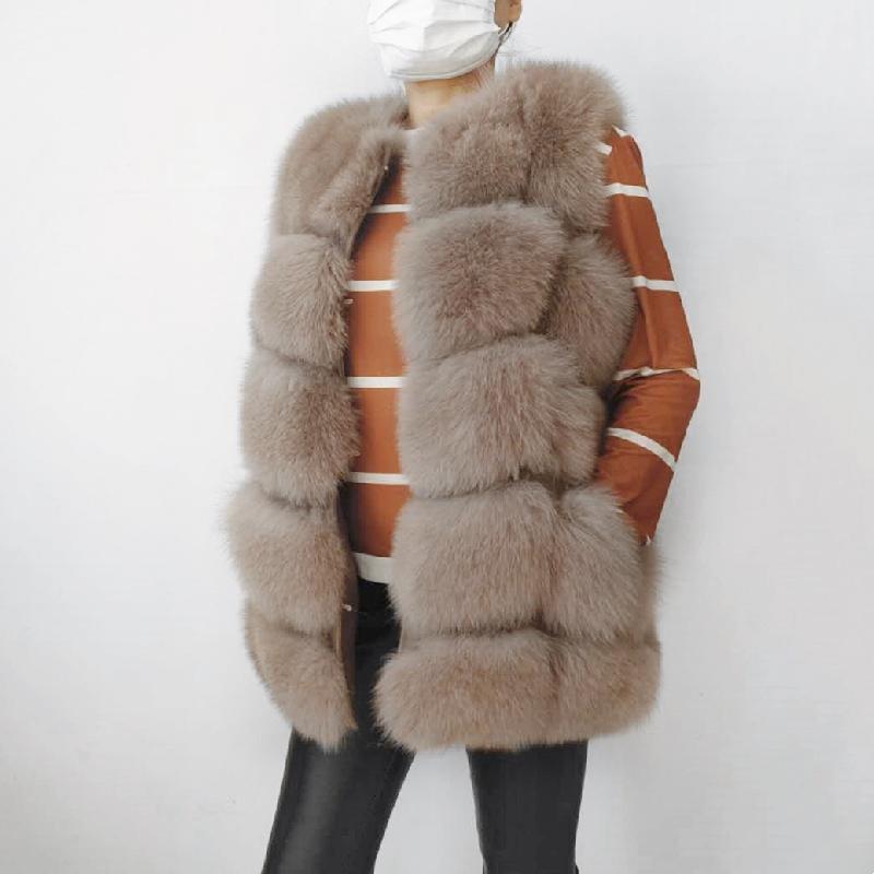 

Women's Fur & Faux High Quality Real Vest 100% Natural Coat Jacket Genuine Leather, Light khaki