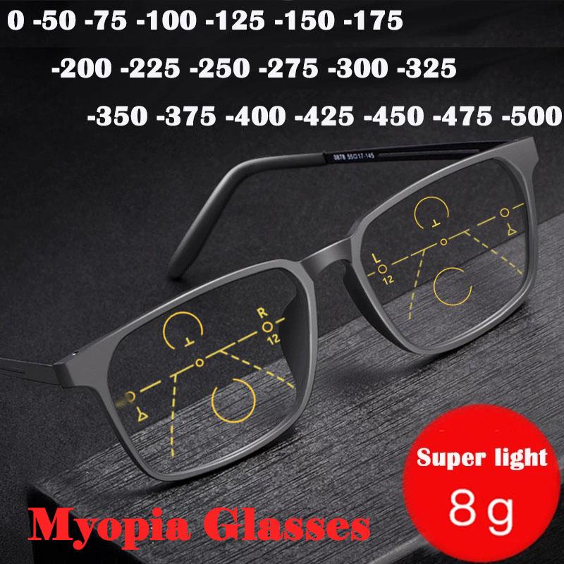 

Sunglasses Titanium Progressive Multifocal Myopia Glasses Unisex Full Frame Ultralight Transition Far Near Nearsighted -75 175 225