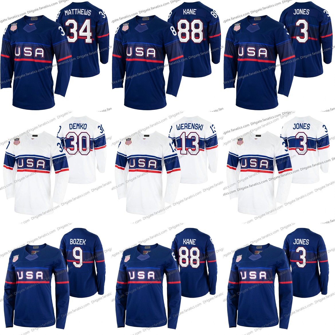 

Stitched Matthew Tkachuk 2022 Olympic Hockey USA Jersey Jaccob Slavin James van Riemsdyk Zach Werenski Adam Fox Spencer Knight John Gibson Cam Atkinson Custom, As photo