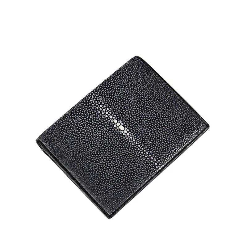 

Wallets Luxury Vertical Designer Genuine Smooth Skate Skin Men Small Clutch Bag Thailand Leather Male Short Card Holder Wallet, Black