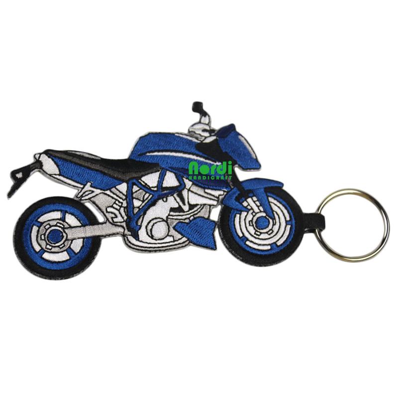

Keychains Motor Shape Embroidered Keychain Cloth Embroidery Key Tag For Promotion