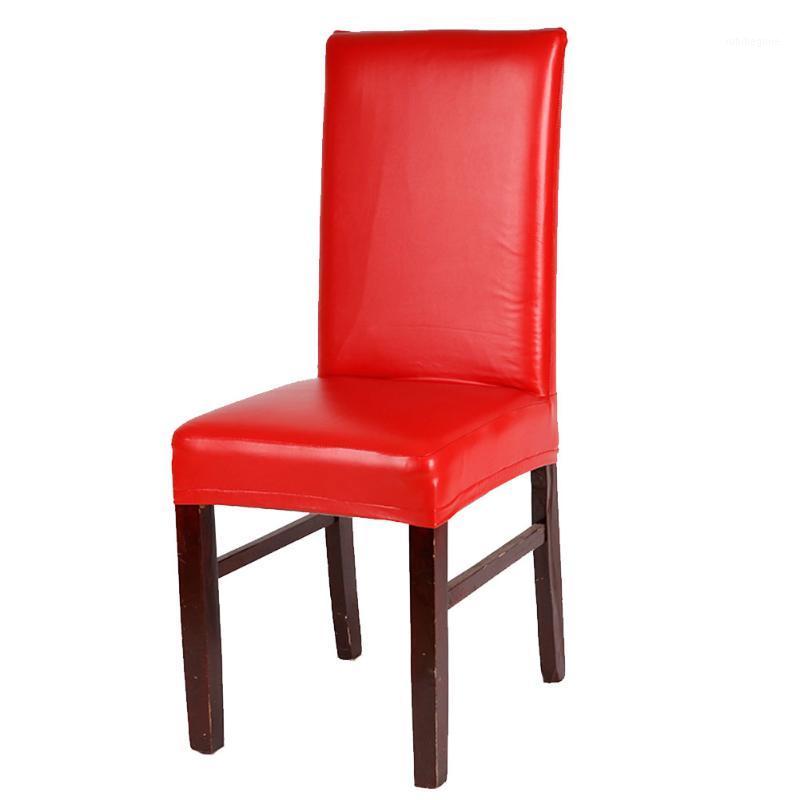 

Waterproof Oilproof Dining Room Solid Protective Home Decoration Chair Cover Removable Stretchable PU Leather Seat Restaurant Covers