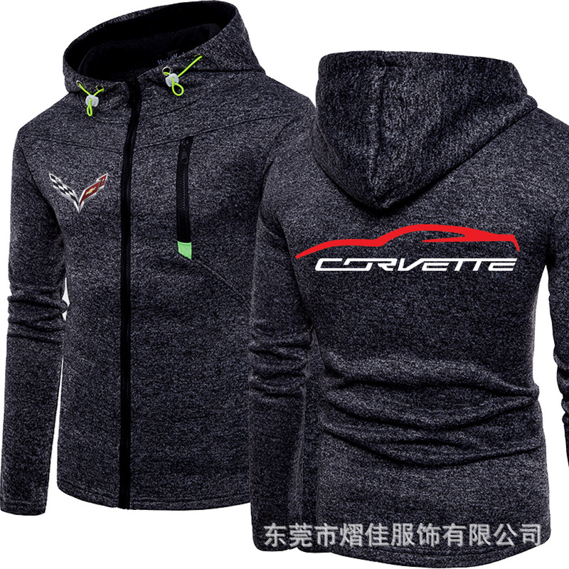 

NEW Men's Hoodies Corvette for Car Logo Print Casual HipHop Black Hooded Fleece Sweatshirts Zipper Harajuku Jacket Men Tops MK01, White;black