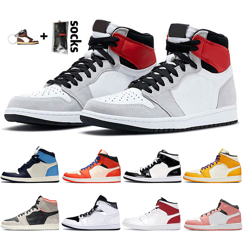 

1 Men Basketball Shoes Jumpman High OG Black Gold Light Smoke Grey Fearless Lakers Yellow Fragment Alternate Think 1s UNC Women Sports Sneakers, Bubble packaging bag