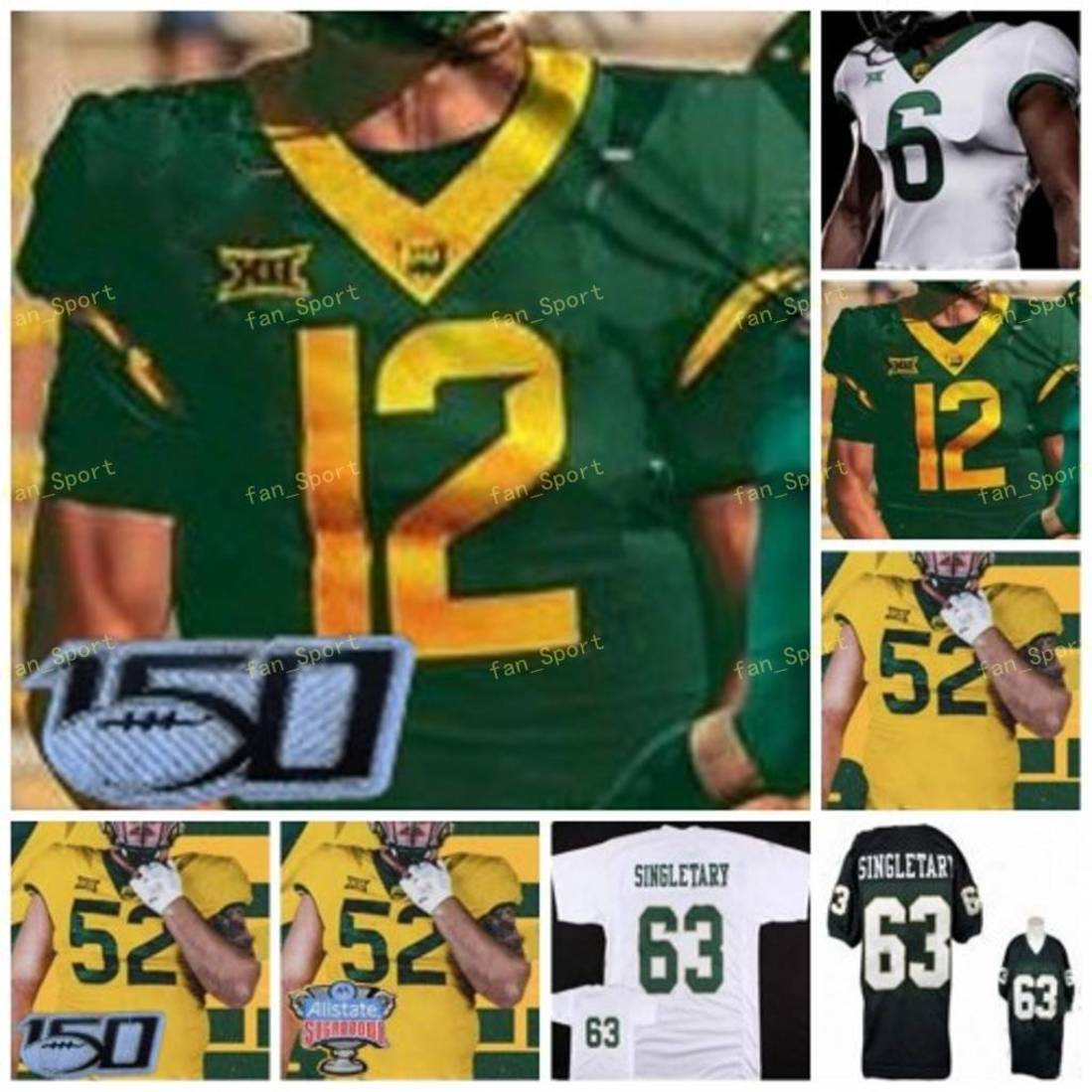 

NCAA College Jerseys Baylor Bears 5 Jalen Hurd 10 Rebort Griffin III 12 Josh Gordon 63 Mike Singletary Custom Football Stitched, As