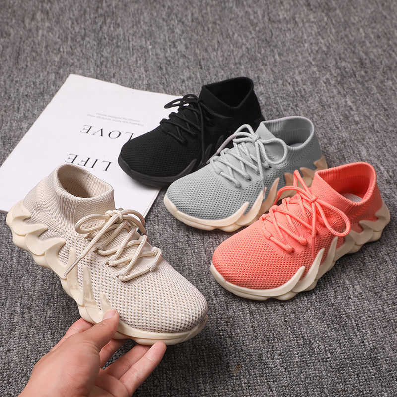 

Brand Breathable Children Sock Shoes Lightweight 450 Casual Sneakers For Boys Girls Lace Up Casual Kids Running Shoes Size 28-37 X0703, 219