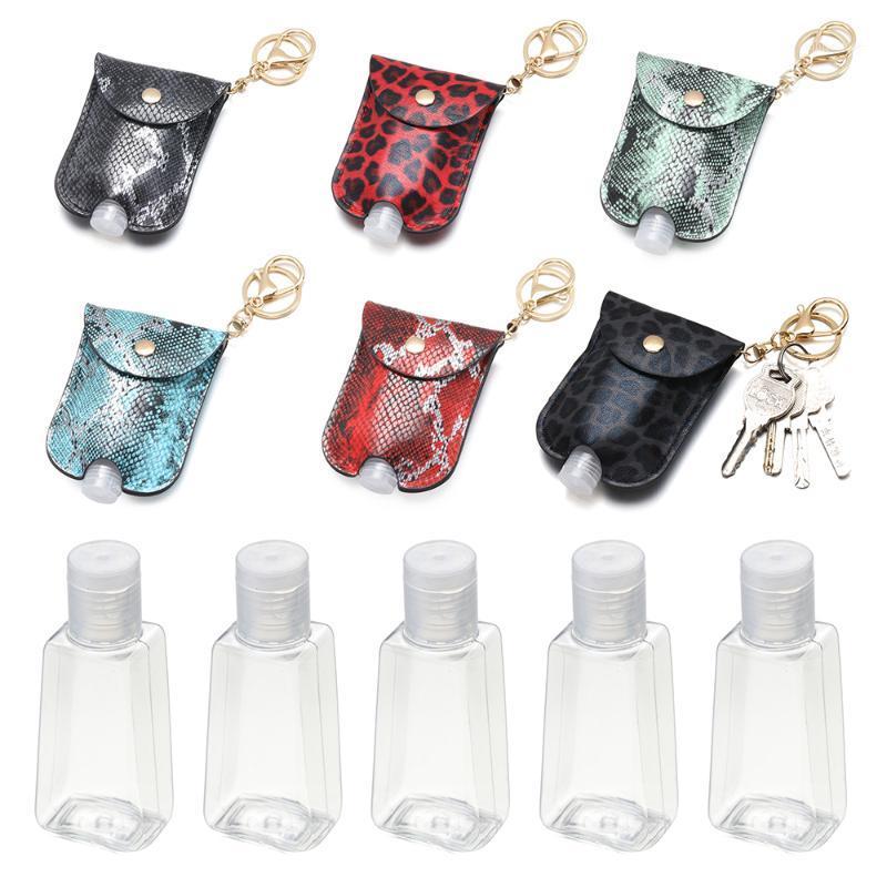 

Leopard Pattern Empty Hand Sanitizer Bottle Keychain Holder Flip Cap Reusable Travel Refillable Bottles Soap Dispenser Container Storage & J