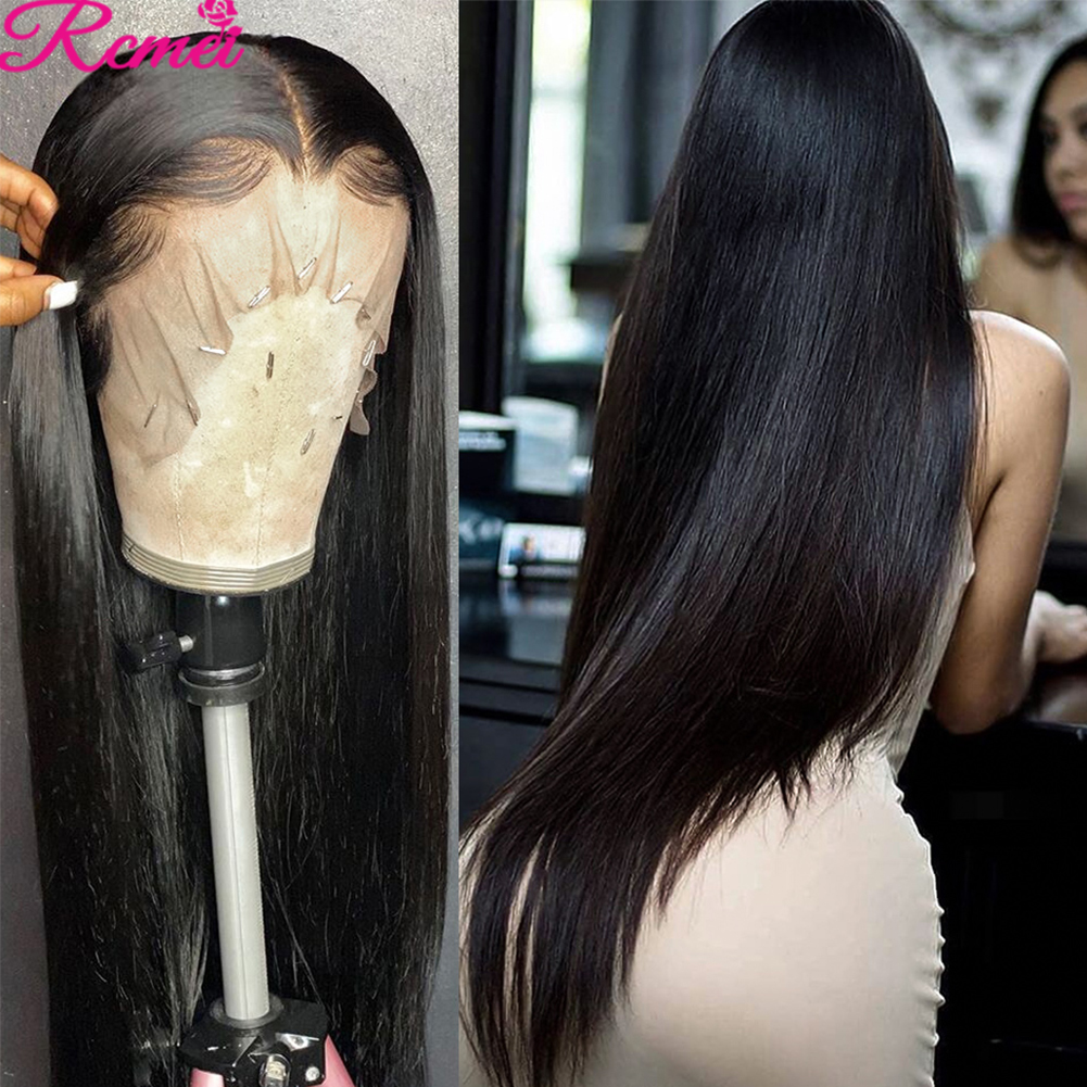 

360 32 Inch Pre-Drawn Baby Hair Brazilian Lace Front 180% Lace Front Human Hair Wig HD Lace Front Wig, Mix color