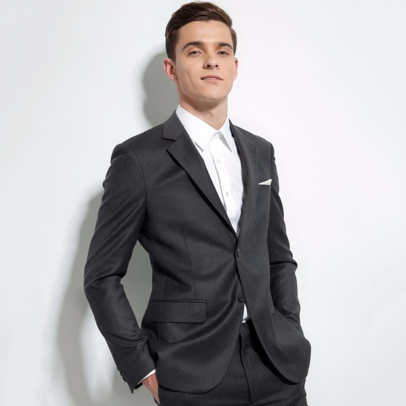 

Men's Suits & Blazers BASIQUE High Quality 2021 Sprig Autumn Men Slim Formal Business Wedding Jackets Casual Double Slit Pocket 60% Wool1, Deep grey