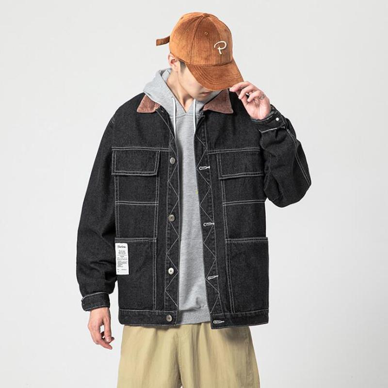 

Men's Jackets Fall 2021 Loose Work Wear Large Jacket Trendy Casual Denim, Black
