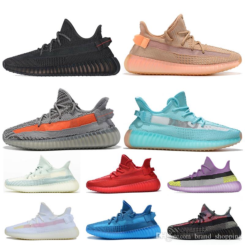 

Wholesale Kanye Static Reflective Running Shoes for men women Clay Gid Glow Yecheil Beluga Cloud White TRFRM Runn UQg YEEZIES BOOST350, #9 static reflective 36-48