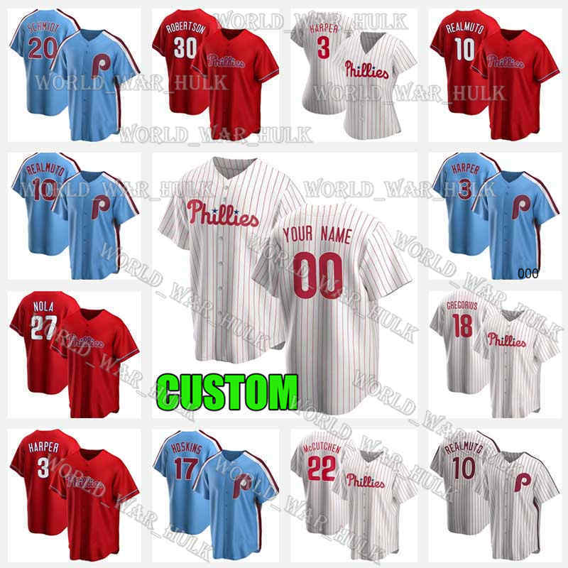 

28 Alec Bohm Jersey 20 Mike Schmidt 18 Didi Gregorius 3 Bryce 11 Jimmy Rollins 10 JT Realmuto Rhys Hoskins Men Women Kids Harper 2021, Blue;black