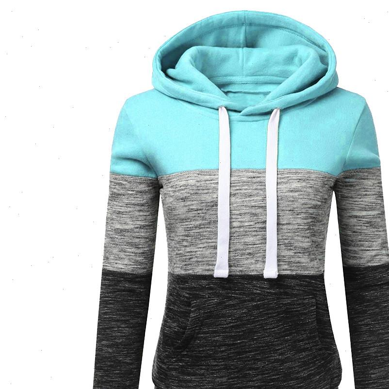 

fashion womens women casual hoodies patchwork ladies hooded blouse pullove warm for winter vetement femme y3, Black