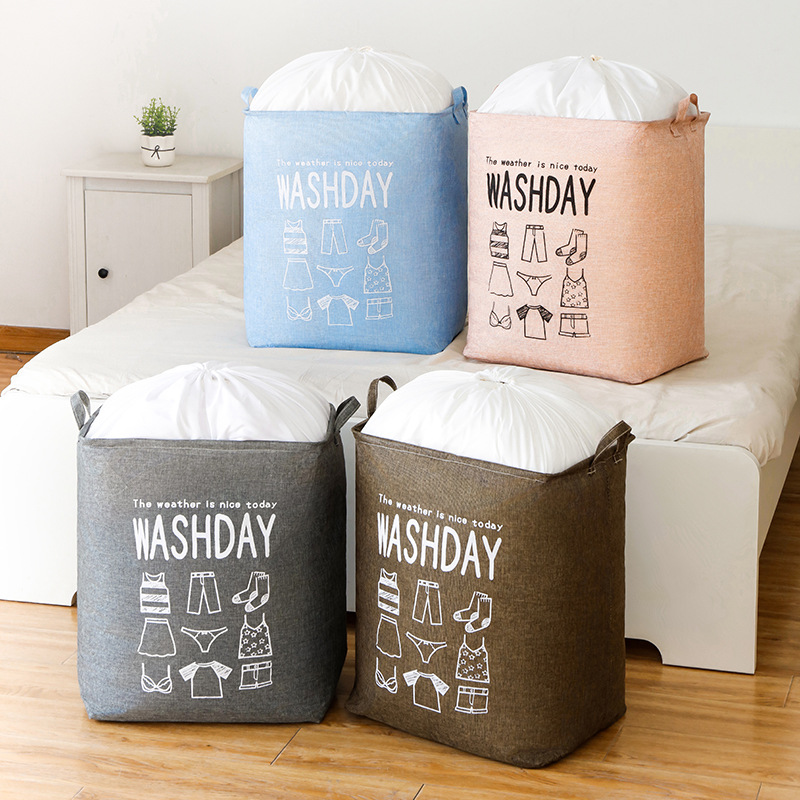 

er arge aundry Basket 75 Foding Storage aundry Hamper With Dstring Cover Water-Proof inen Toy Cothes Storage Basket