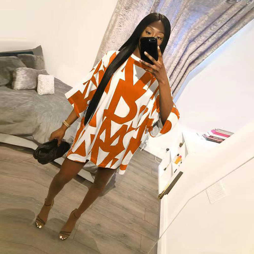 

ChocoMist Dresses Casual Loose Letter Print Midi Dress HT6028 Y0603, Orange