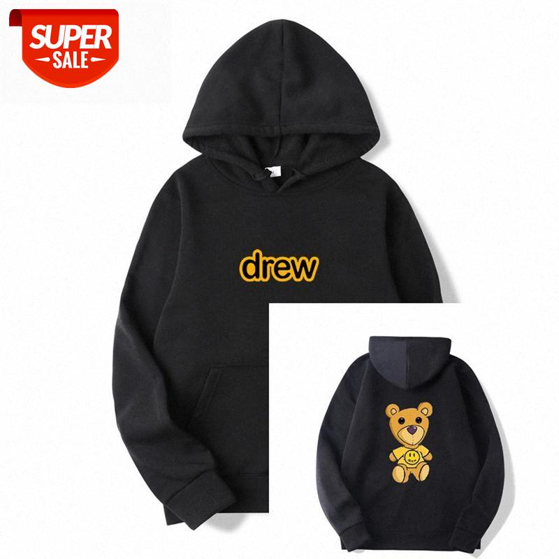 

Hip Hop Hooded Sweater Men's Sports Long Sleeve Trendy Drew House Smiley Print Loose Hoodie Men #5m92, Black