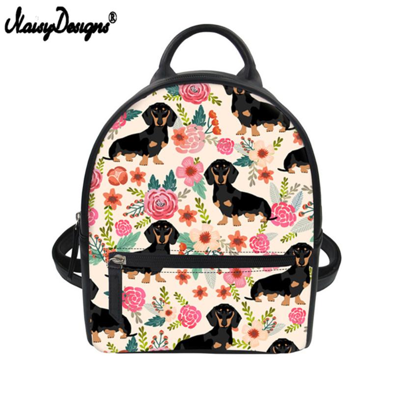 

Backpack Noisydesigns Women Pu Leather Backpacks For Female Doxie Dog Dachshund Design Small Daypack Girls Kids Mini Shoulder Bag Pack