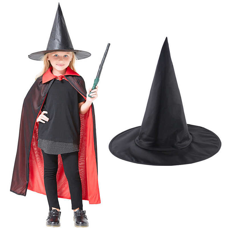 

New Fashion Adult Kids Children Wizard Hat Black Oxford Fashion Foldable Halloween Birthday Carnival Party Cosplay Costume Accessories Q0811