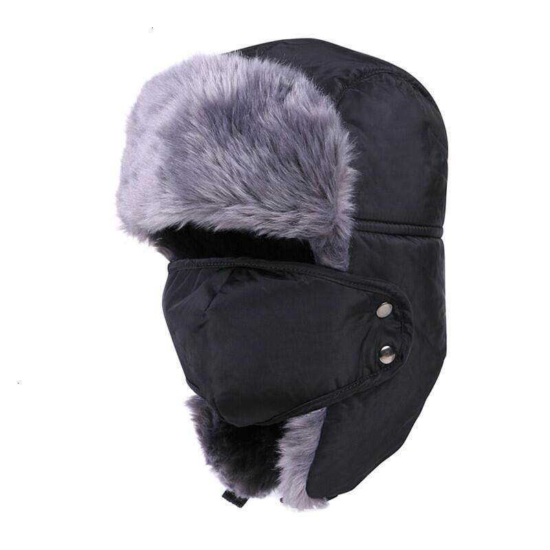 

2019 new Balaclava Earflap Bomber Hats Caps Scarf Men Women Russian Trapper Hat Trooper Earflap Snow Ski Hat Cap With Scarve, Black