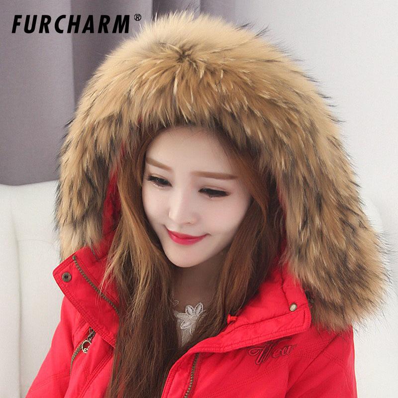 

Scarves 100% Natural Raccoon Fur Collar Scarf Women Real Winter Warm Fluffy, Blue;gray