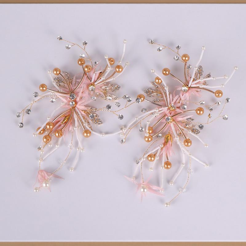 

Hair Clips & Barrettes Sweet Pink Crystal Hairclips Handmade Bead Flower Ornaments For Children's Performance Bridal Wedding Hairpin JL, Golden;silver