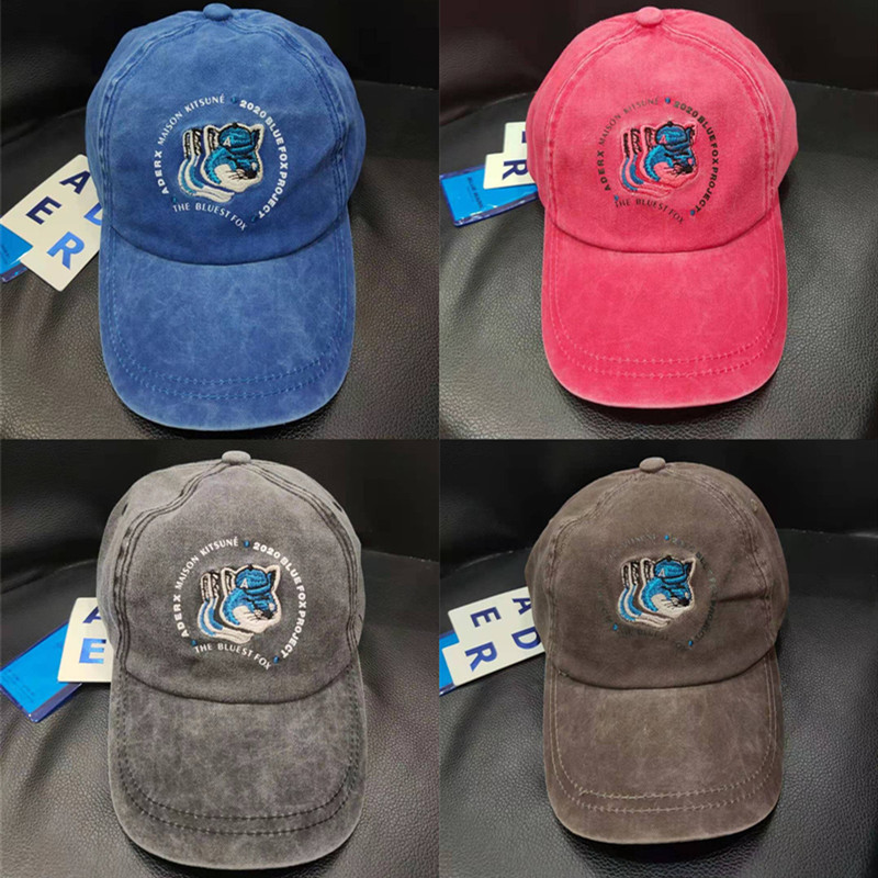 

FOX Adererror Embroidery Maison Kitsune Baseball Caps Men Women Ader Error Hats Adjustable High Quality Ader Cap, Blue;gray