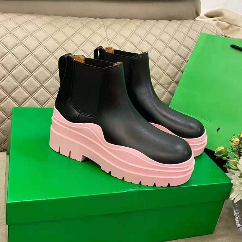 

Fashion Designer Boots Ankle boot Martin Chaelsea Booties Brown Cowhide Lining Green Box Packaging Thick Bottom Height 5.5 cm Pink Black Luxury Shoes, #28