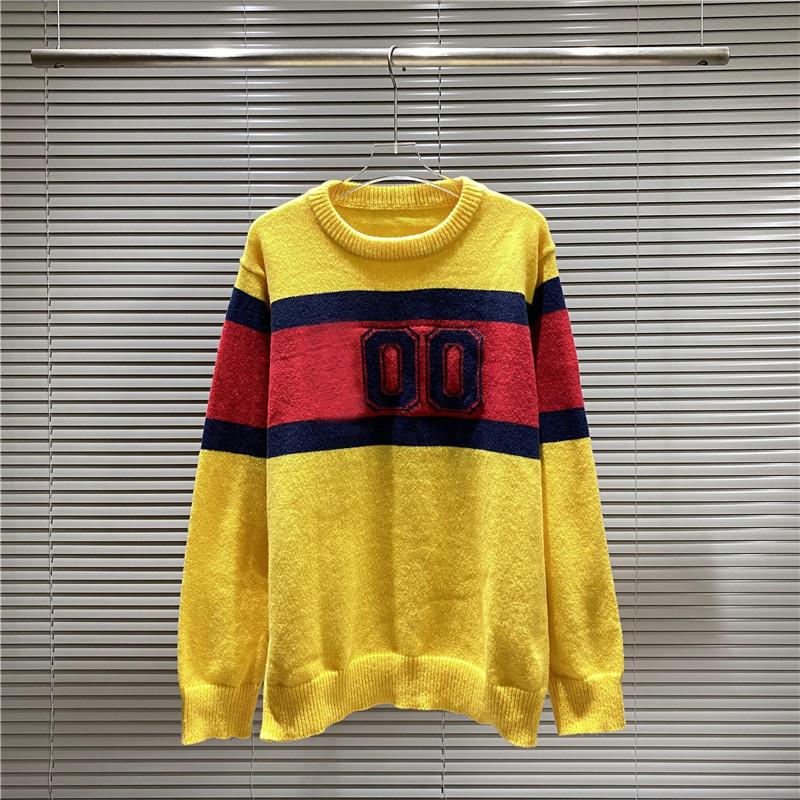 

Men's Sweaters 2021 Winter Contrast 00 Digital Jacquard Crew Neck Sweater, White;black