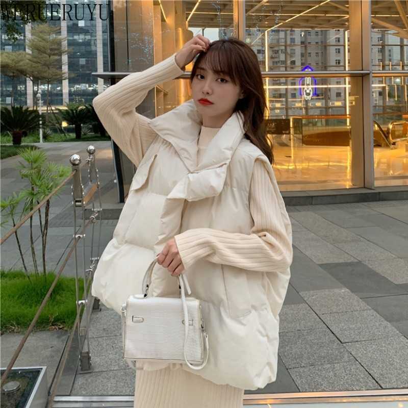 

WERUERUYU Cotton Coat Outwear Winter Vest Thick Warm Vest Coat Turn-down Collar Solid Color Coat Women's Clothing 210608, Photo color