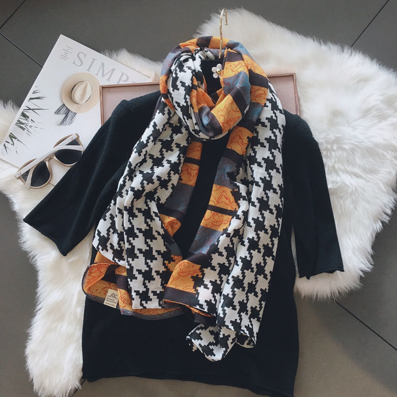 

2021 Famous Designer Ms. Xin Design Gift Silk Scarves High quality scarf 180x90cm free delivery NM09, Blue;gray
