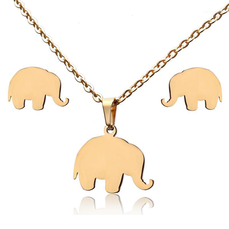 

Earrings & Necklace Elephant And Earring Set Stainless Steel Jewelry Gold Chain Women Kids Girls Ladies Acero Inoxidable Joyeria Mujer, Silver