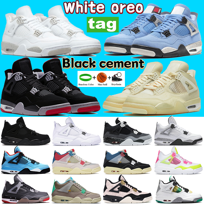 

2021 white oreo 4 4s basketball shoes university blue Black cement pure money trainers Silt Red Splatter metallic green purple men women sneakers, #47- bubble wrap packagin