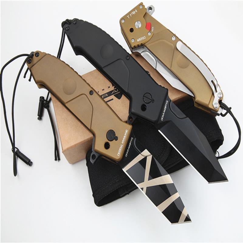 

Retail Quality ER and knives Tactical Folding knife 440C Sheath Stone / Coated Survival Tanto Point Wash Titanium Handle HF1 Nylon 6061 Jsja